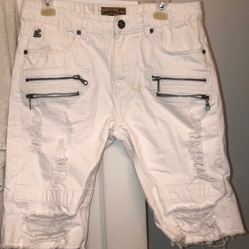 white jean shorts